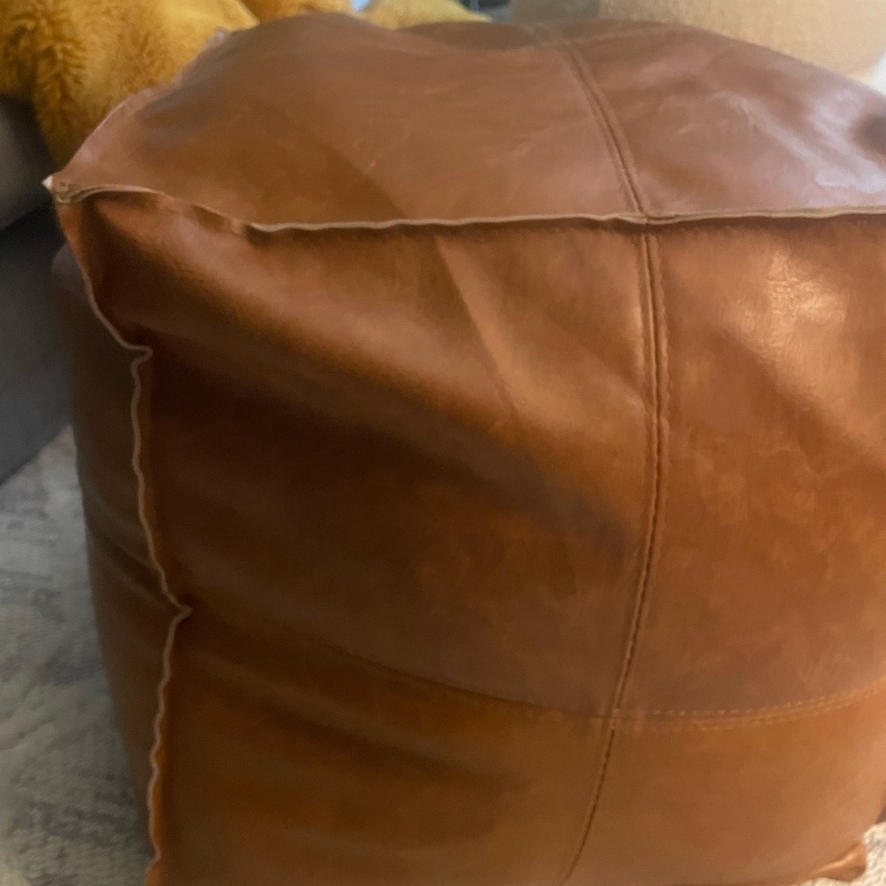 Faux Leather Ottoman UNSTUFFED - Picture 3 of 6